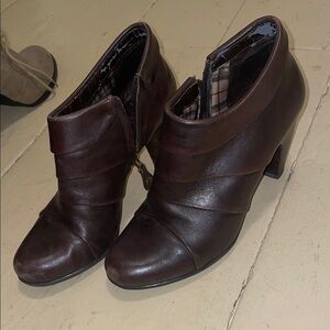 Connie Dark Brown Leather Ankle Booties
